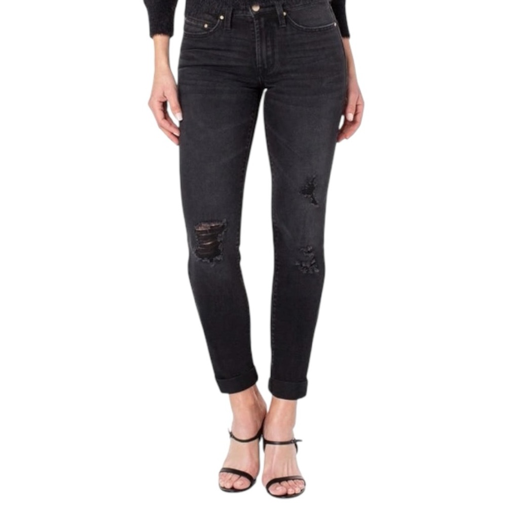 Rachel Roy Black Denim Distressed Jeans Womens Mid Rise 10 30 Athena
